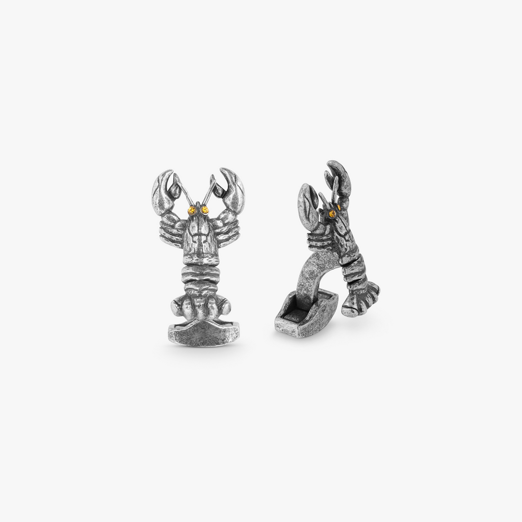 Lobster Mechanical Cufflinks With Yellow Swarovski Elements