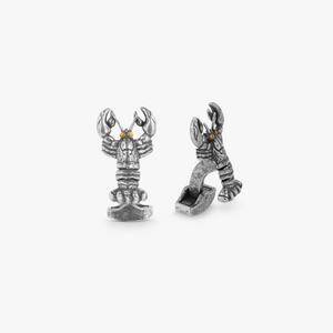 Lobster Mechanical Cufflinks With Yellow Swarovski Elements