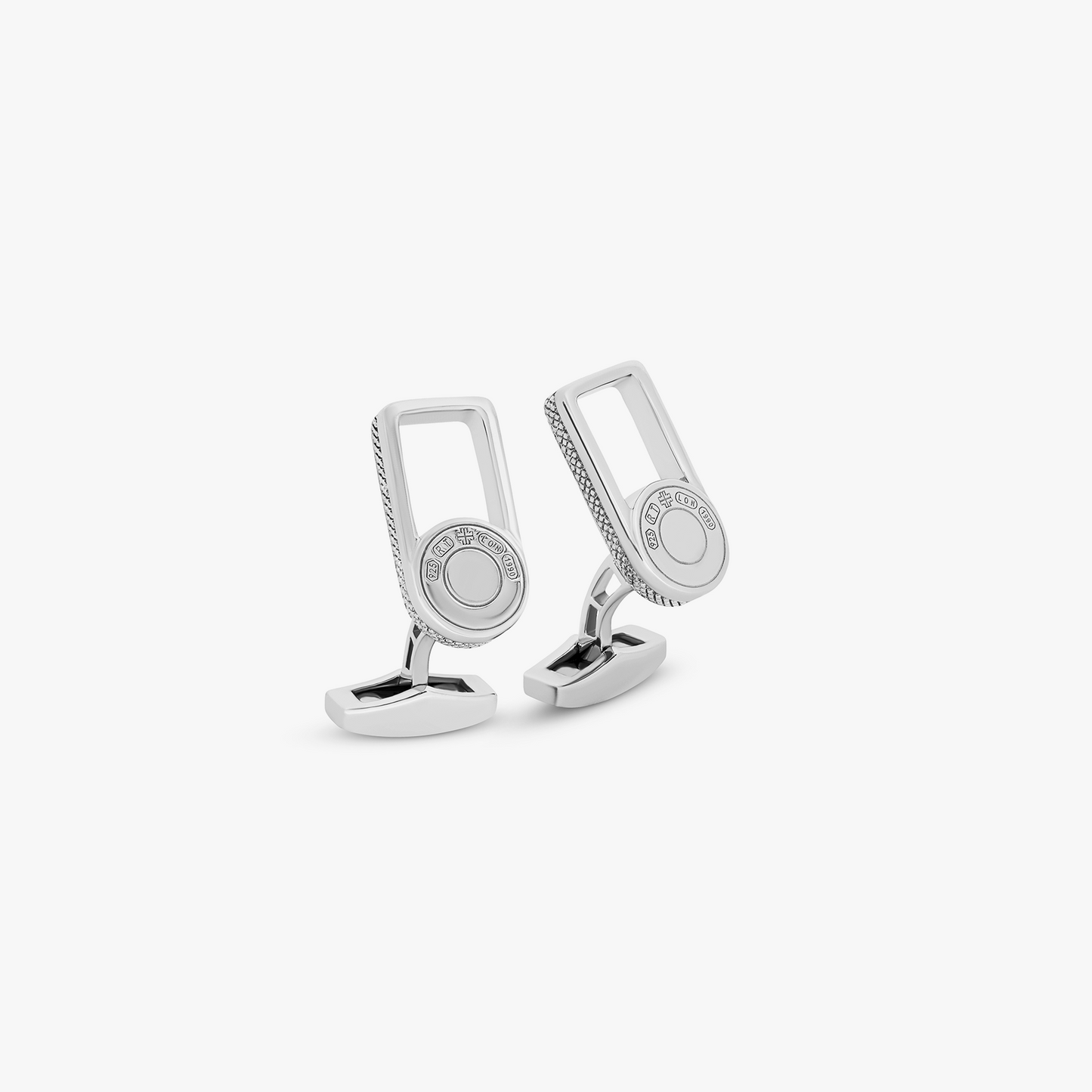 Signature Lock cufflinks in rhodium plated silver (UK) 1