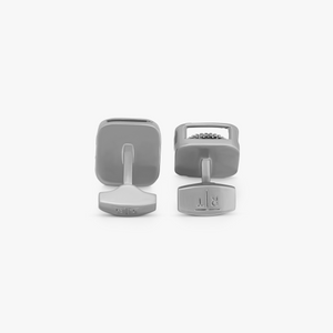 Pop Gears cufflinks with grey enamel in rhodium (UK) 3