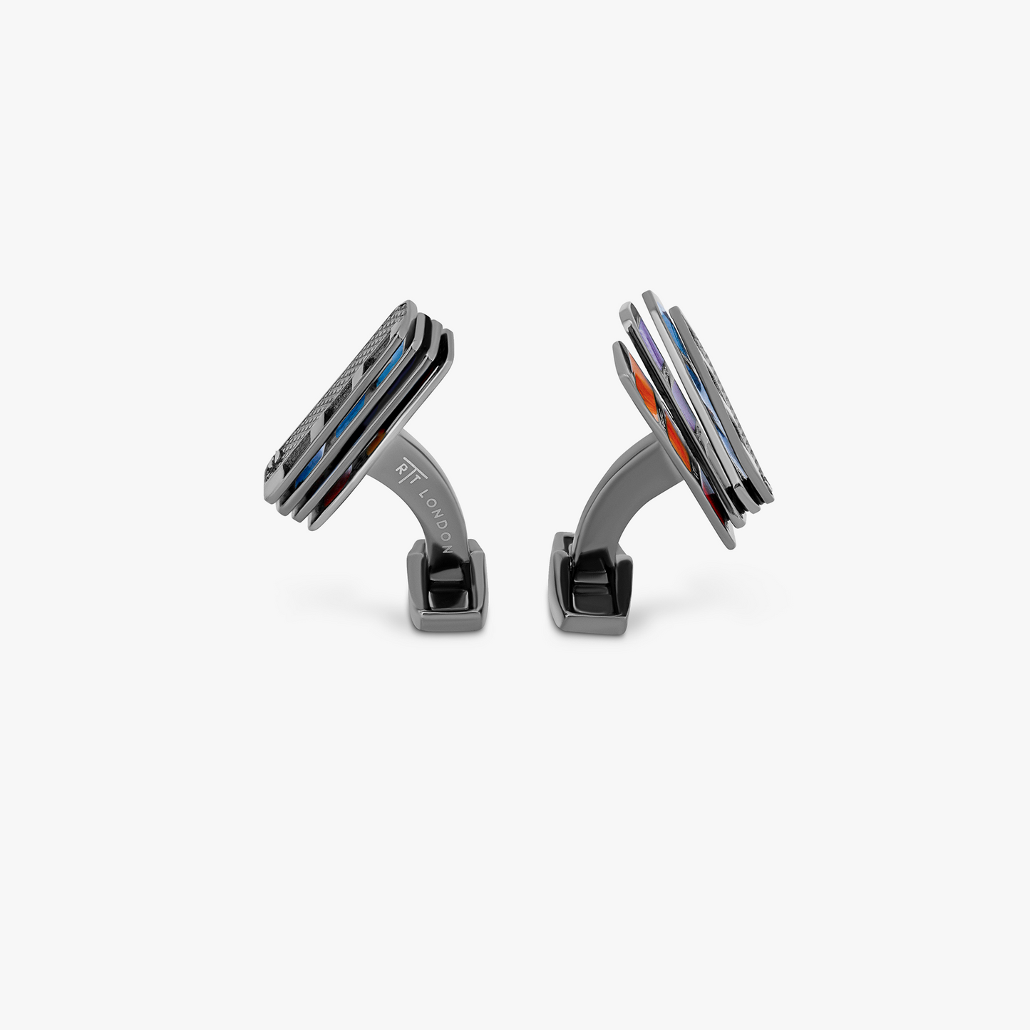 Colorama Book cufflinks with multicolour enamel and gunmetal finish (UK) 2