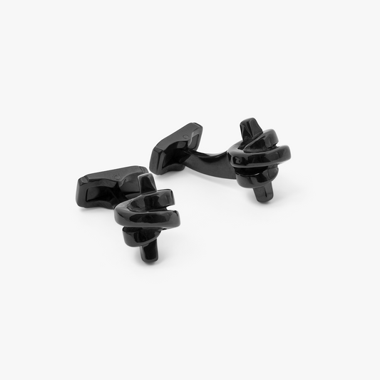 THOMPSON Black IP Twisted Knot cufflinks