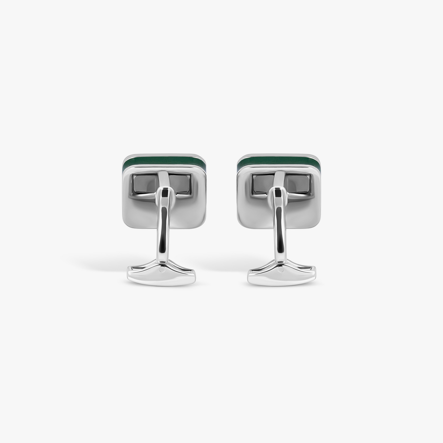 Sports Ice Golf Cufflinks in Palladium Plated with Green Enamel