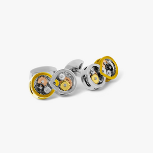 Infinity Gear Cufflinks in Palladium Plated with Multicolour Gears