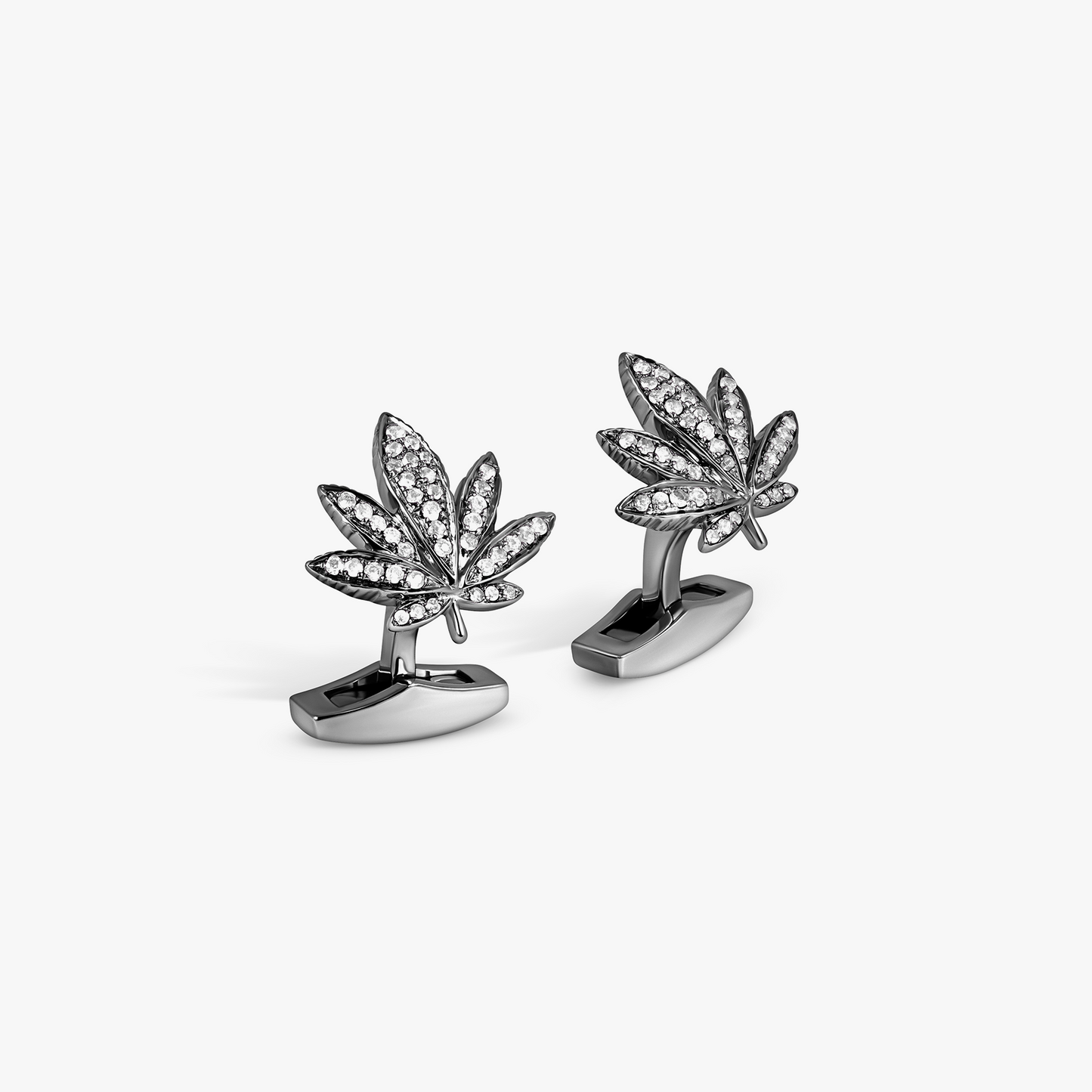 Indica Cufflinks in Black Rhodium Silver with White Sapphire