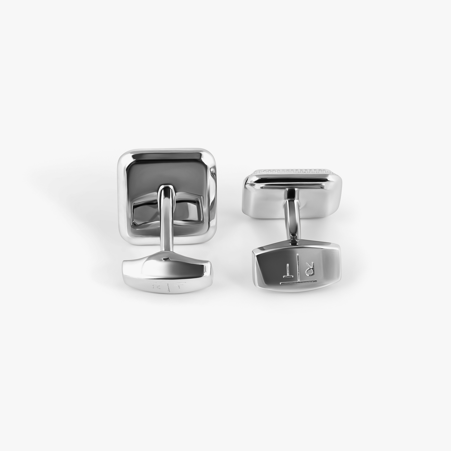 Spazio Square Cufflinks in Palladium Plated with Black Mother of Pearl