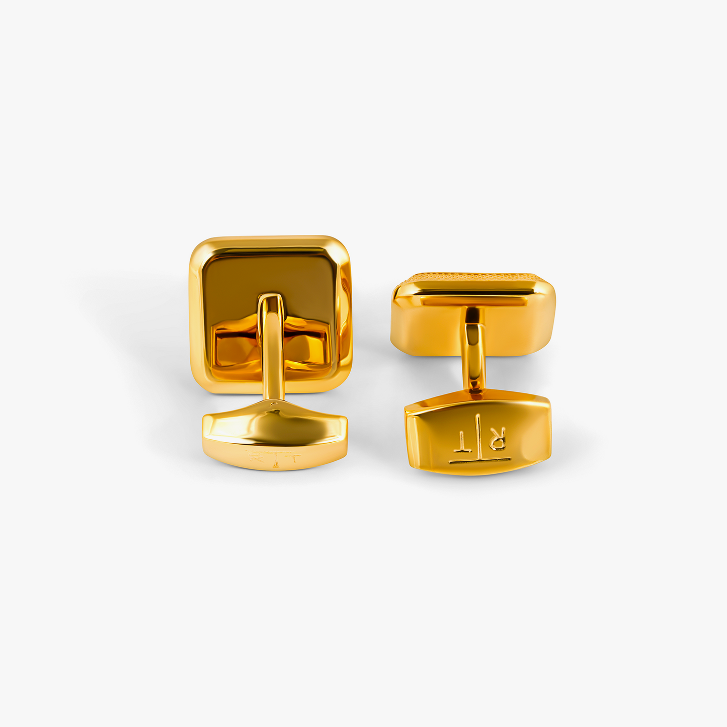 Spazio Square Cufflinks in Yellow Gold Plated with White Mother of Pearl