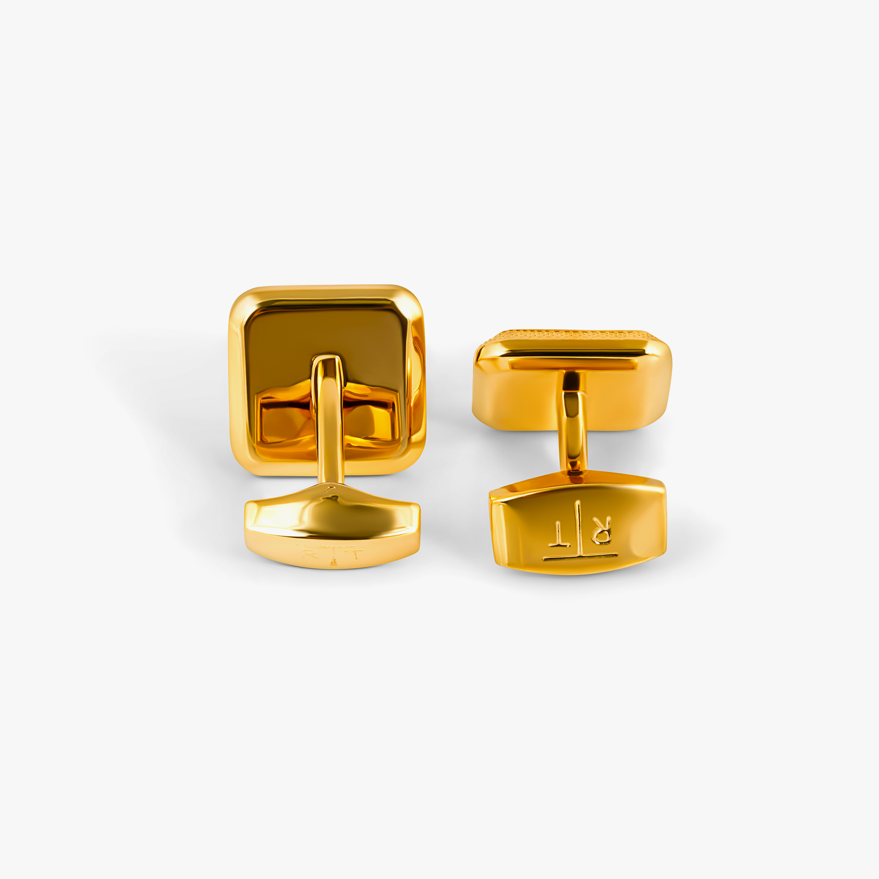 Spazio Square Semi-Precious Cufflinks in Yellow Gold Plated with White Mother of Pearl