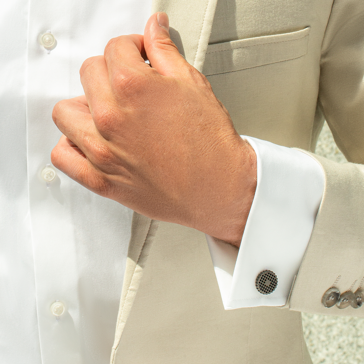 RT Elements gear cufflinks with blue enamel