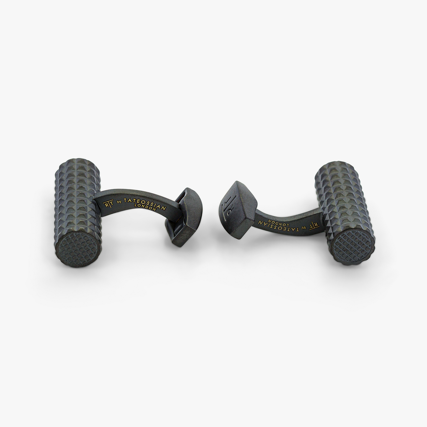 Diamond Giza cylinder cufflinks in gunmetal