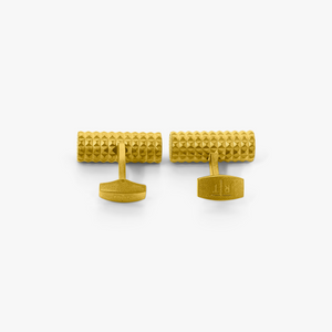 Diamond Giza cylinder cufflinks in yellow gold plated