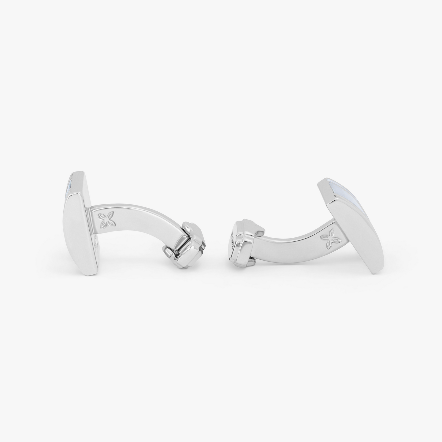 Thompson Silver White Bronze Plated D-Shape Semi Precious Cufflinks