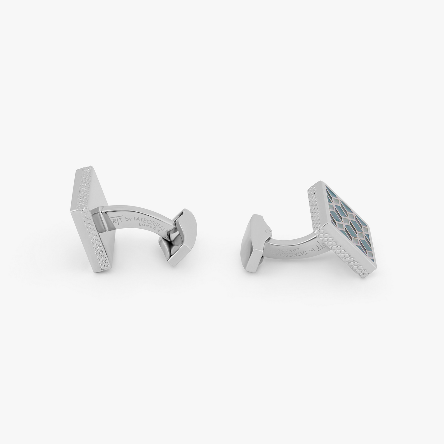 Palladium plated Geometric cufflinks with grey enamel