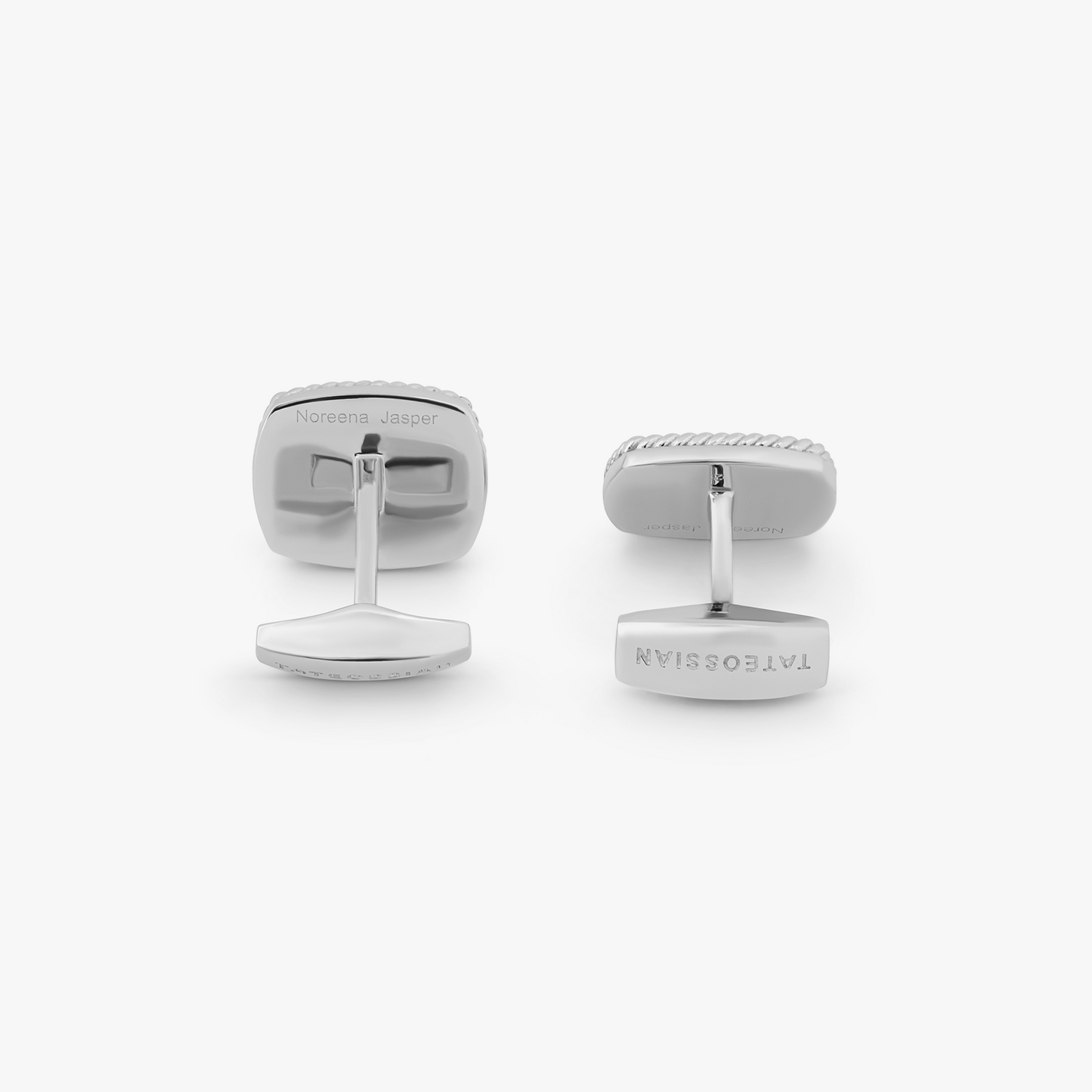 Cable Jasper Cufflinks With Noreena In Rhodium Silver (Limited Edition)  