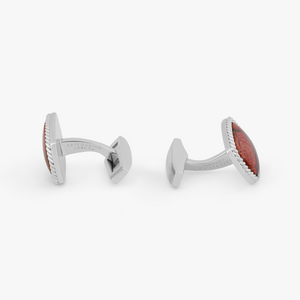 Cable Jasper Cufflinks With Noreena In Rhodium Silver (Limited Edition)  
