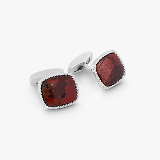 Cable Jasper Cufflinks With Noreena In Rhodium Silver (Limited Edition)  