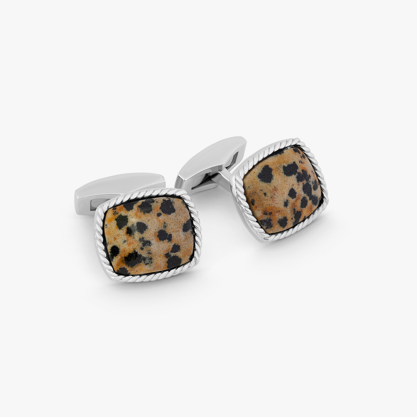 Cable Jasper Cufflinks With Dalmation In Rhodium Silver (Limited Edition)