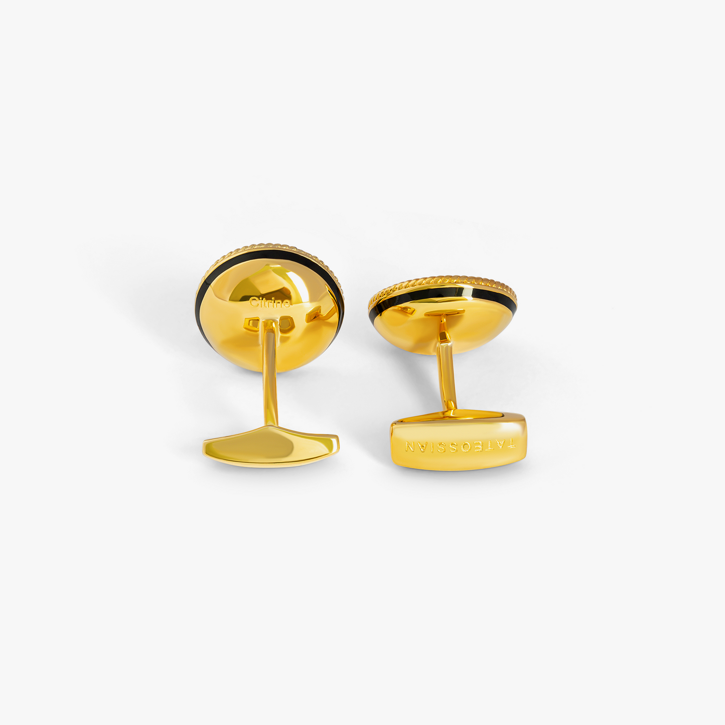 Cable Bowl Cufflinks In Yellow Gold Plated Silver with Citrine