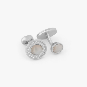 Cable Oval Cufflinks In Sterling Silver With Moonstone