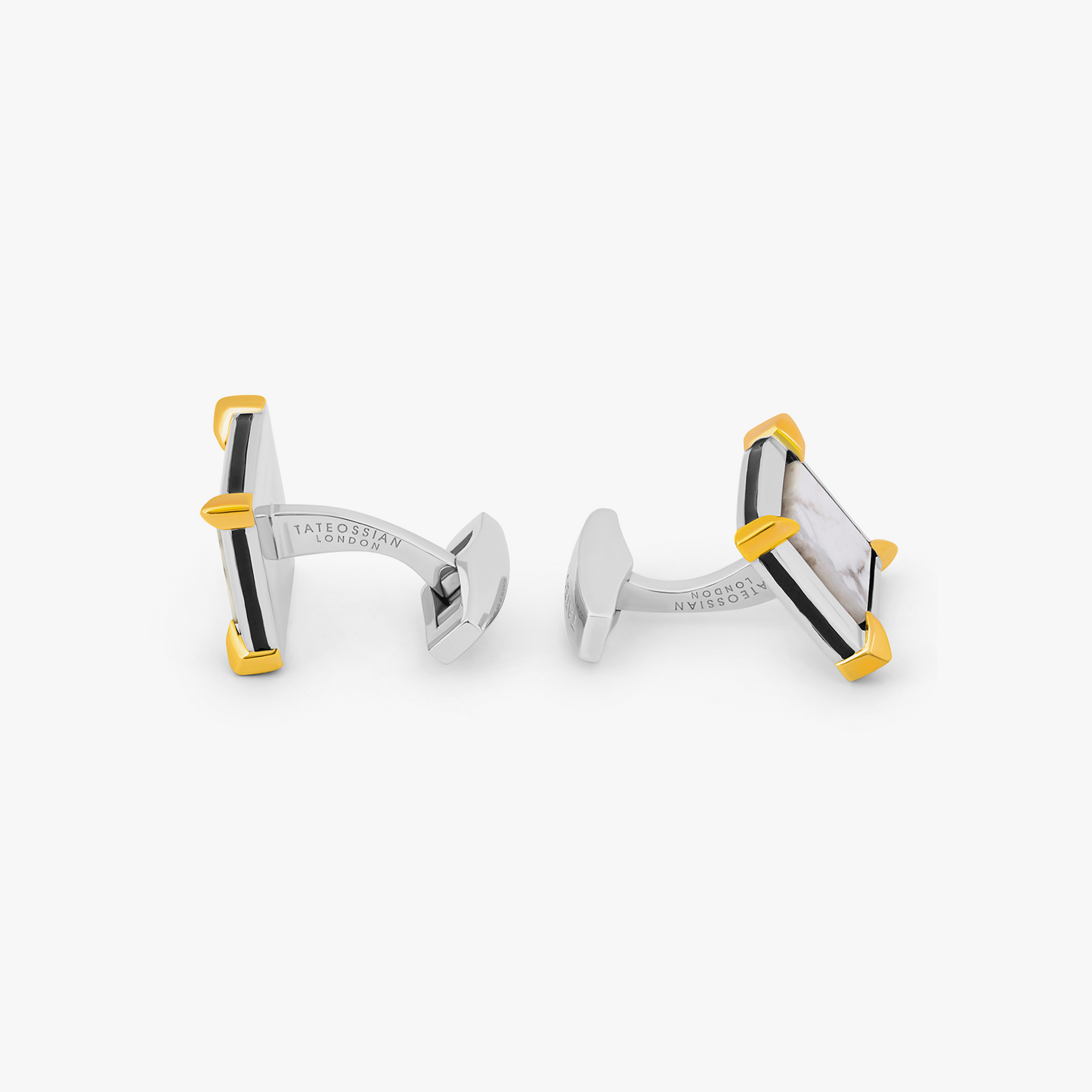 Rhodium plated sterling silver Gold Claw cufflinks with howlite