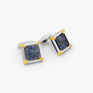 Rhodium plated sterling silver Gold Claw cufflinks with sodalite