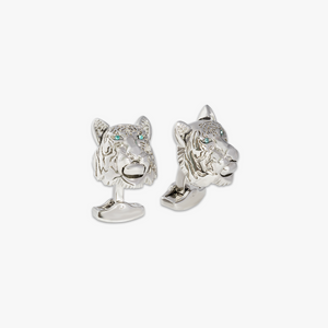 Water Tiger mechanical cufflinks with blue Swarovski elements