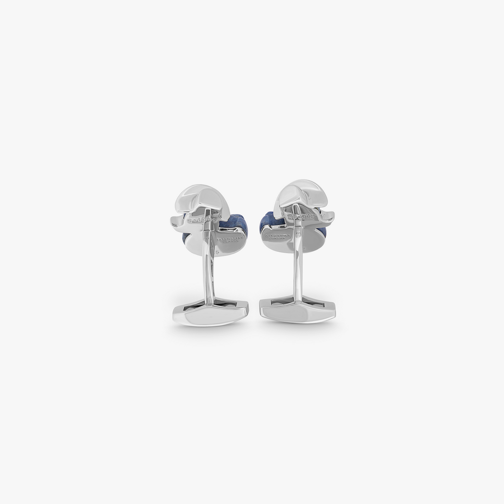 Duck Rodeo Cufflinks In Rhodium Plated Silver with Sodalite