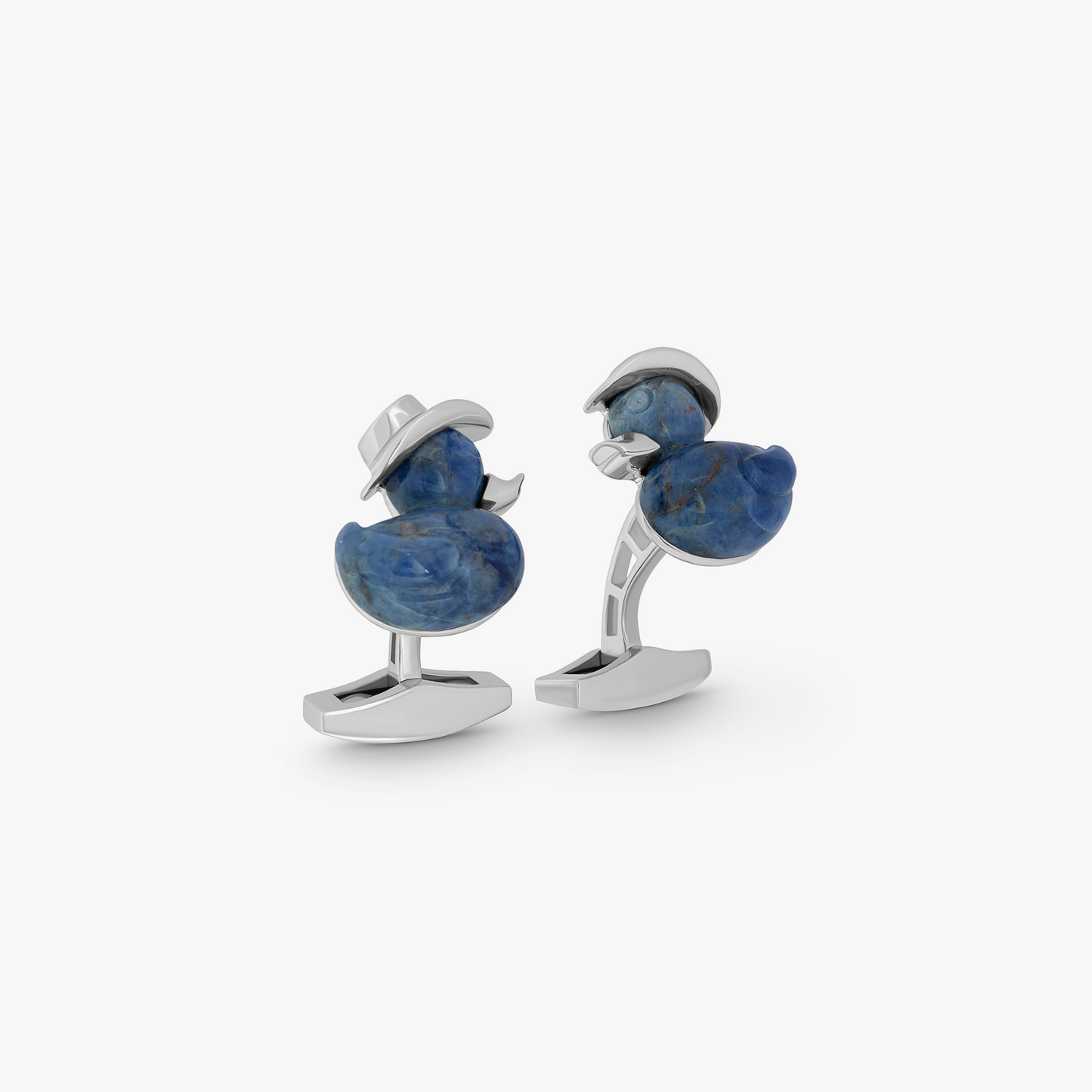 Sterling silver Duck Rodeo cufflinks with sodalite