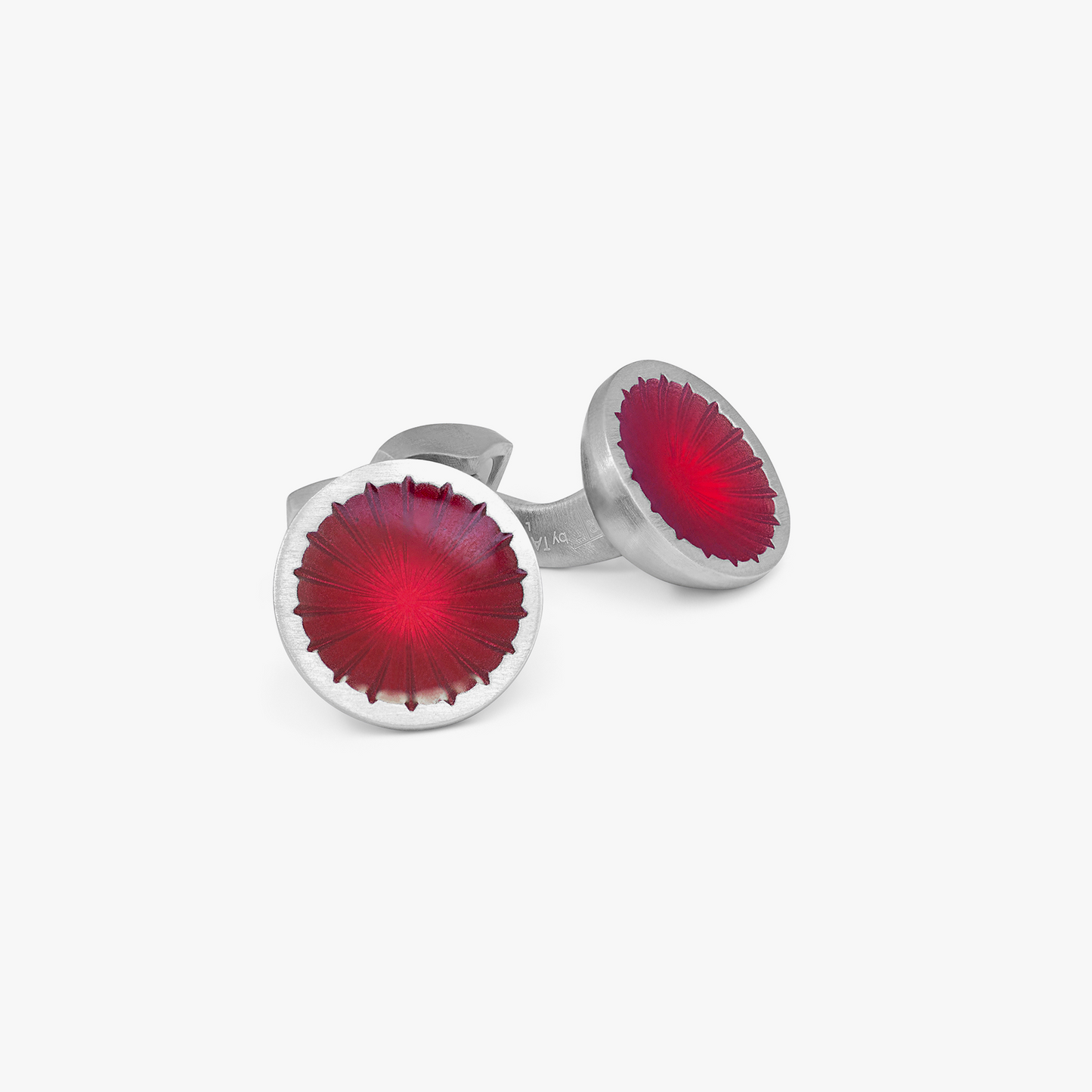 Starburst Bowl Cufflinks In Red With Palladium Plated