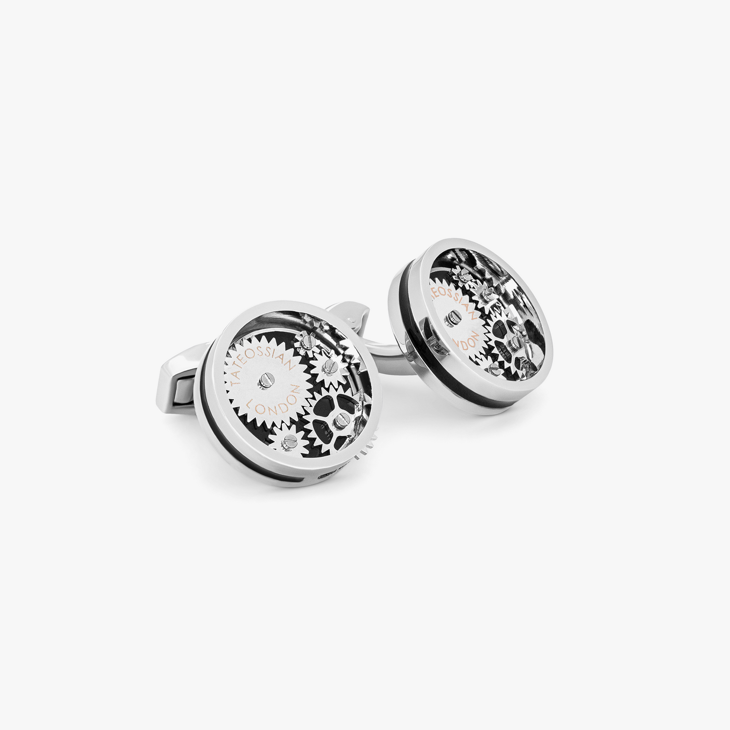 Blue Palladium Plated Carousel Gear Nuovo Cufflinks