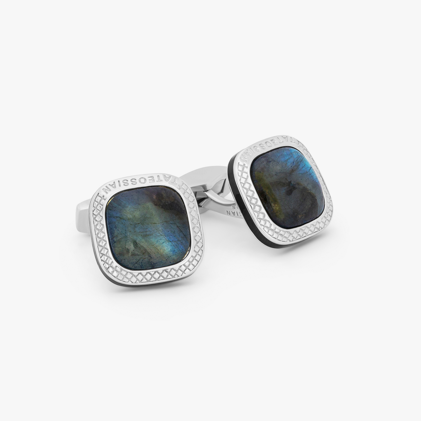 Signature Labradorite Cufflinks With Rhodium Silver