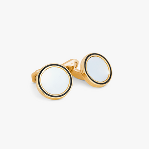 THOMPSON Tambor Cufflinks In Yellow Gold Plated and White MOP