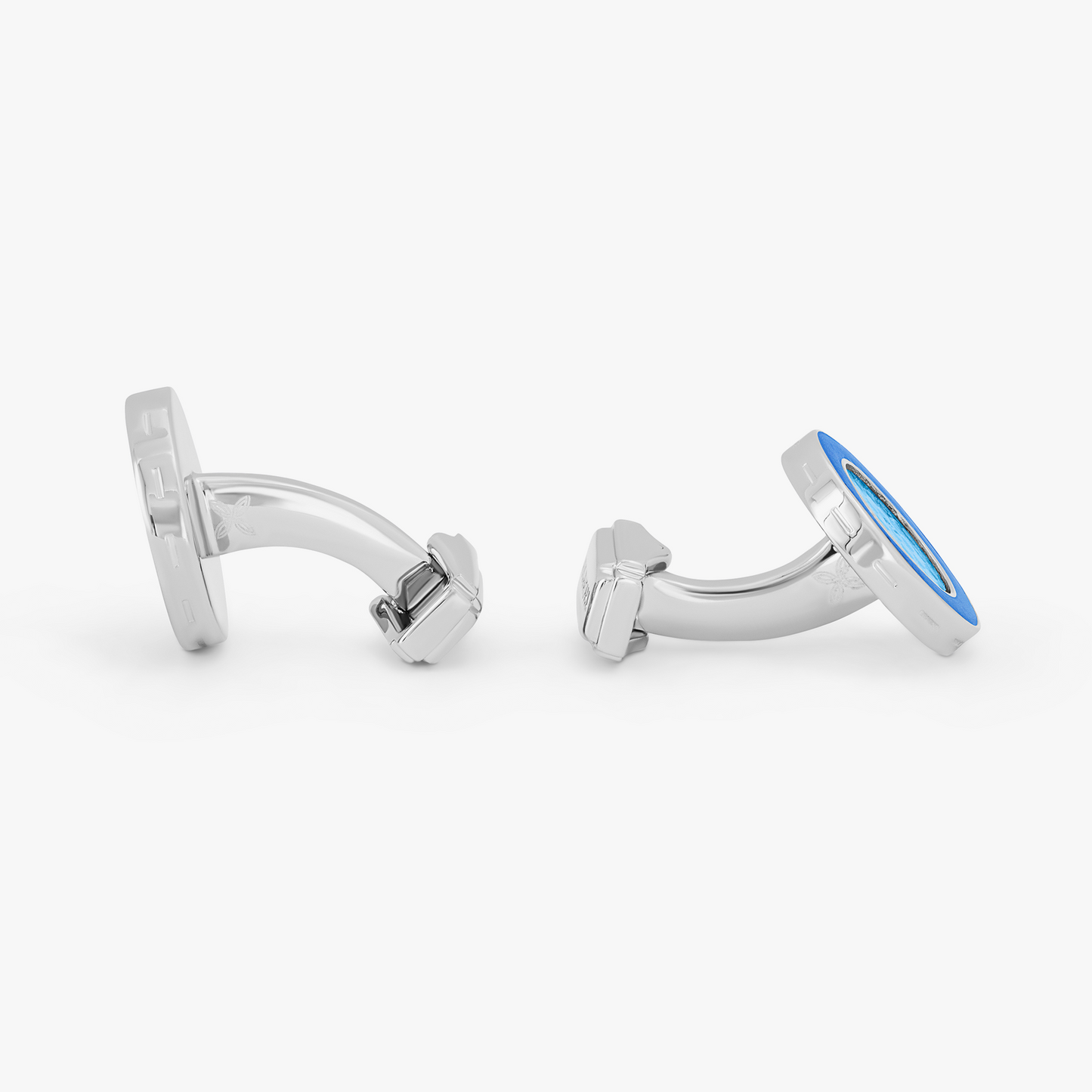 Thompson Blue Palladium Plated Curved Carbon Cufflinks    