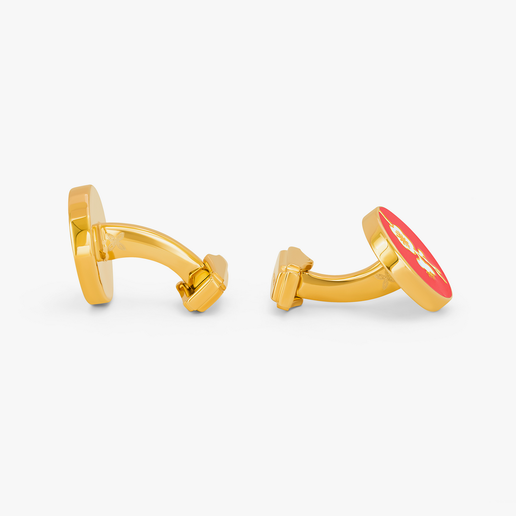Thompson Red Yellow Gold Plated Blossom Cufflinks 