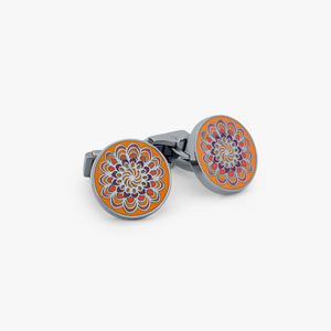 Thompson Red Gunmetal Plated Mandala Cufflinks