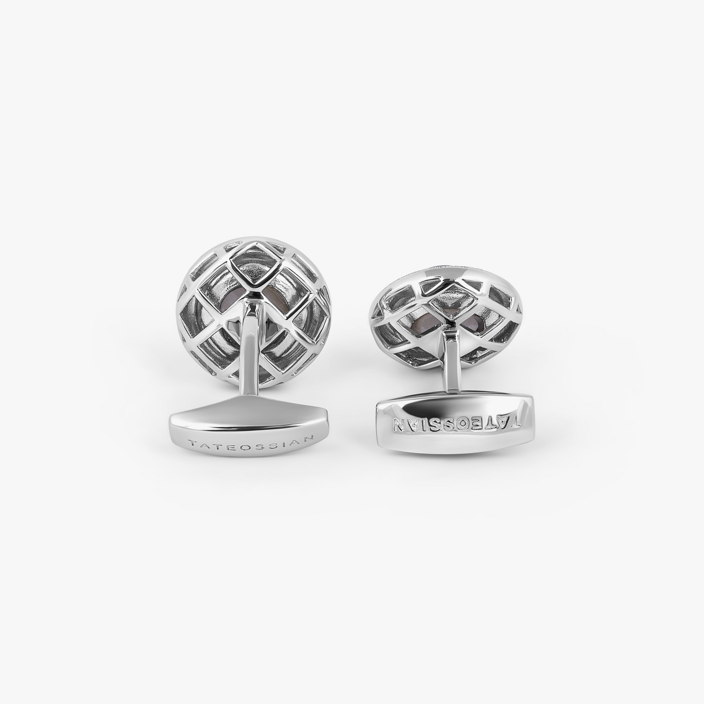 Graffiato Moonstone Cufflinks in Rhodium Plated Silver