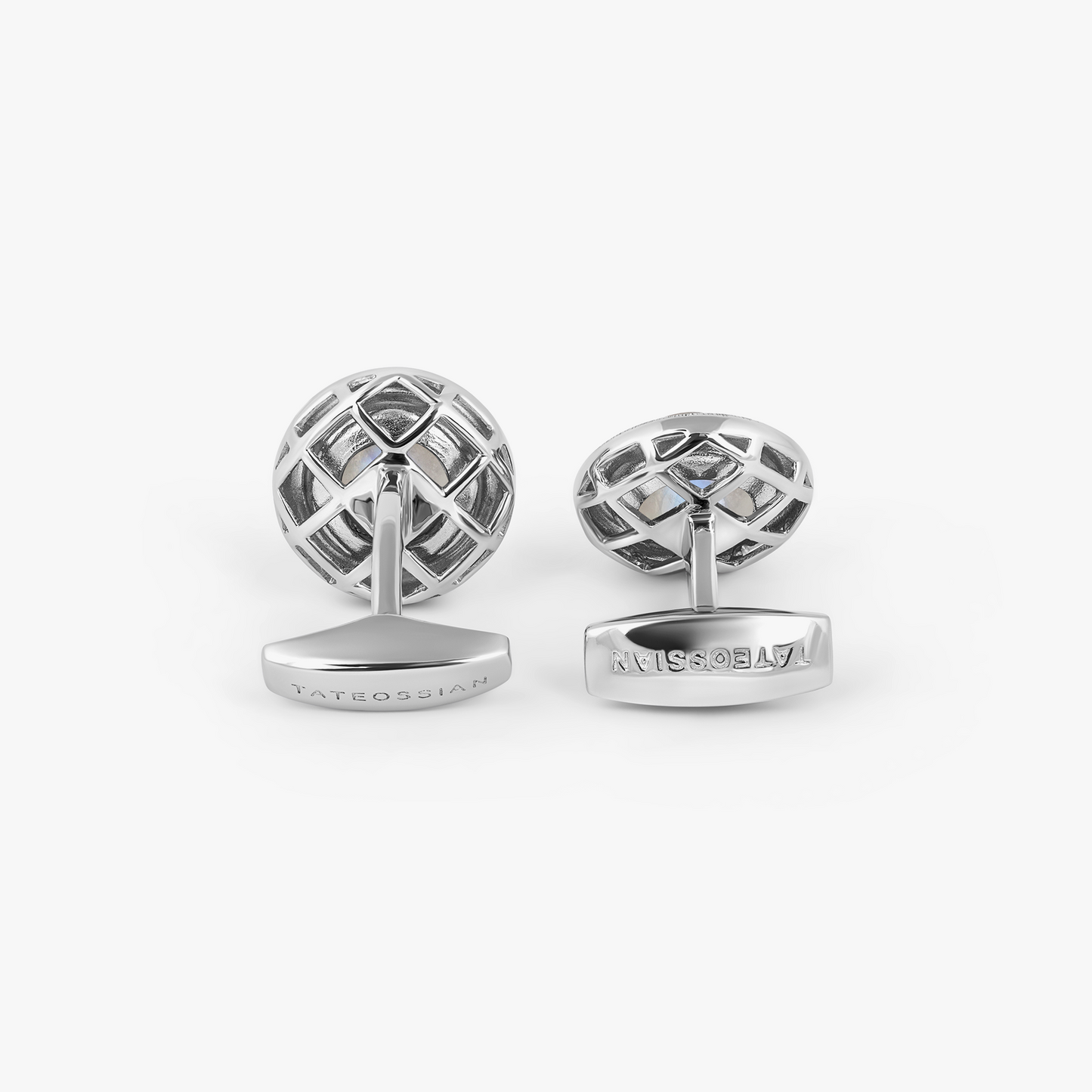 Graffiato Moonstone Cufflinks in Rhodium Silver with Multicolour