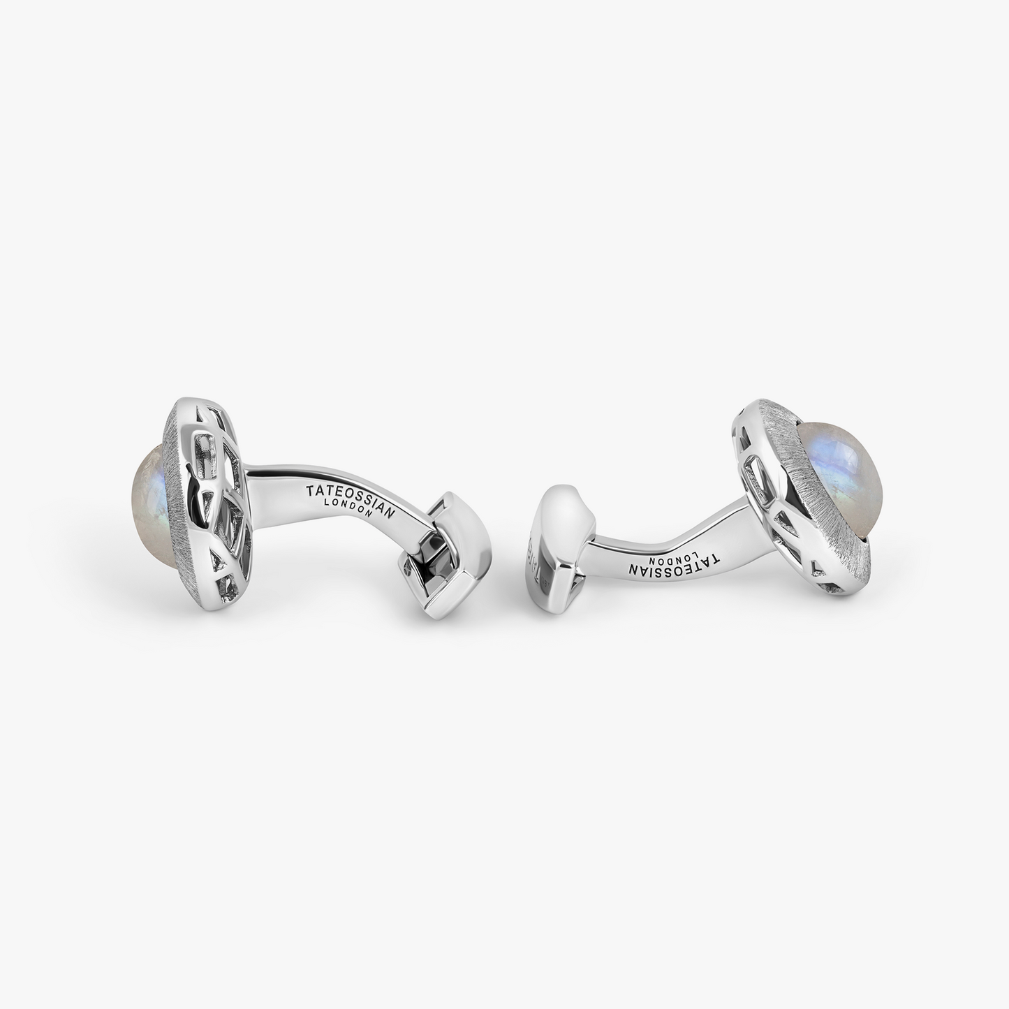 Graffiato Moonstone Cufflinks in Rhodium Silver with Multicolour