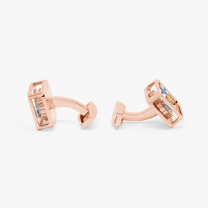Square Gear Cufflinks In Rose Gold Plated