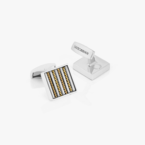 Royal cable square cufflinks in sterling silver with 18k gold