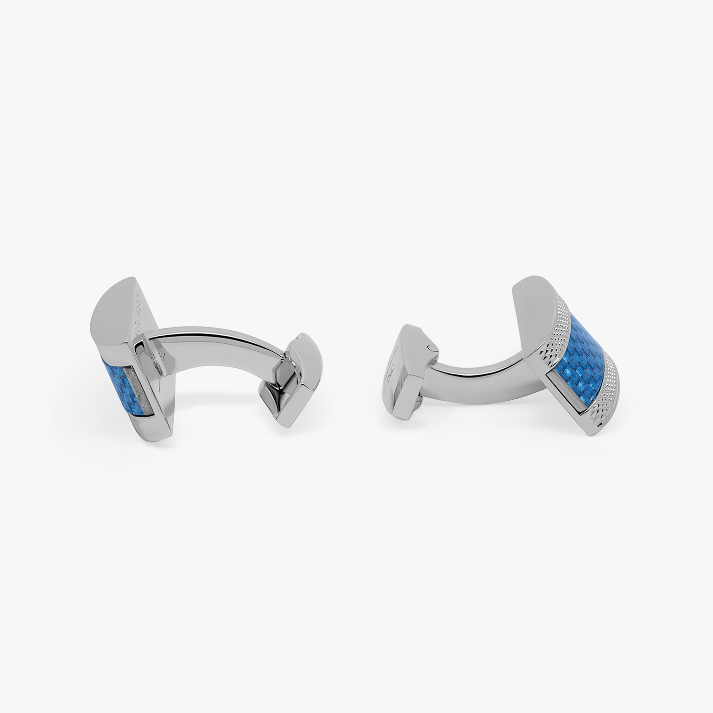 D Shape cufflinks with blue alutex in Palladium