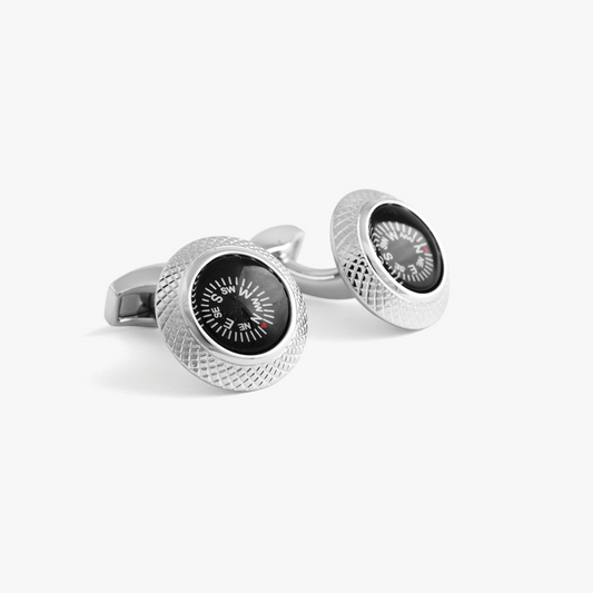 Compass Cufflinks in Palladium Plated