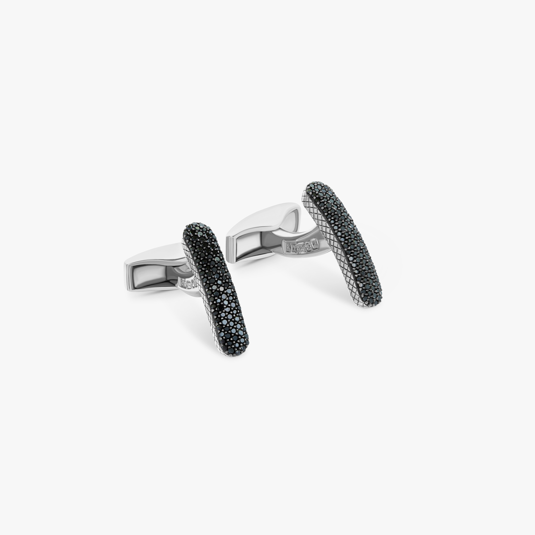 Baton cufflinks diamond sterling silver