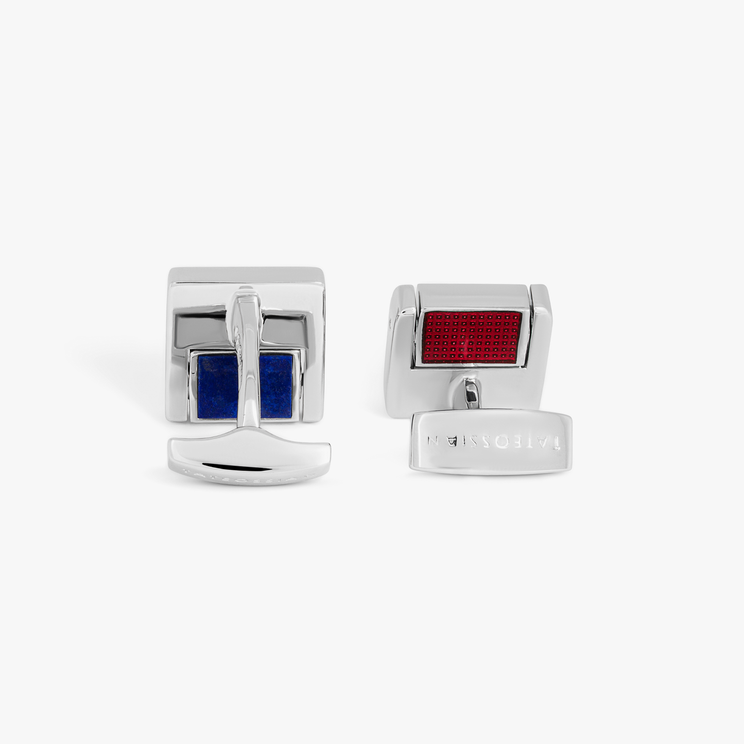 Duo Switch cufflinks in lapis and red enamel