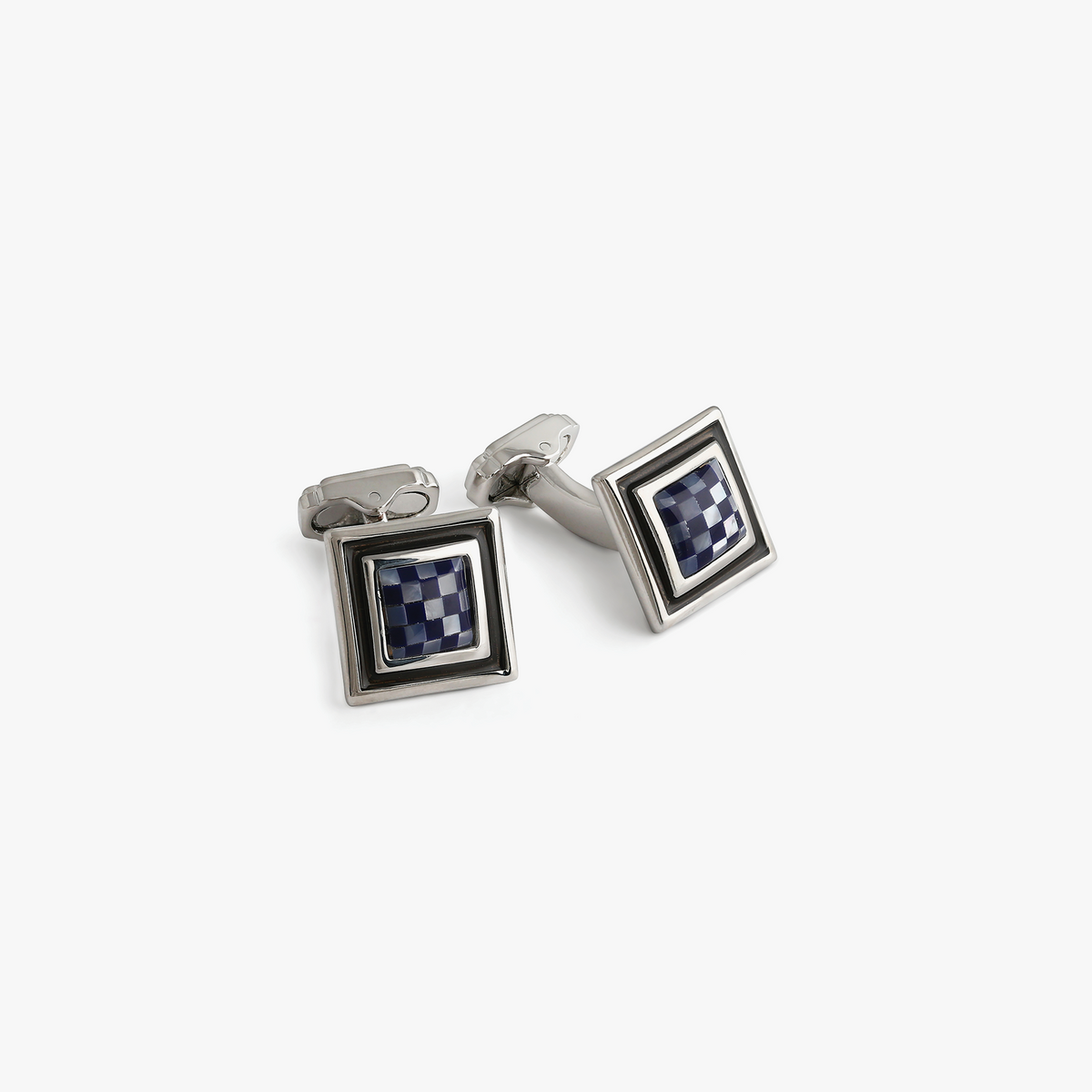 Mosaic Square & Round cufflinks mother pearl lapis