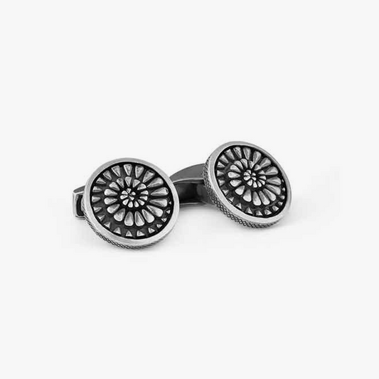 Ammonite Fossil Silver 3D Cufflinks