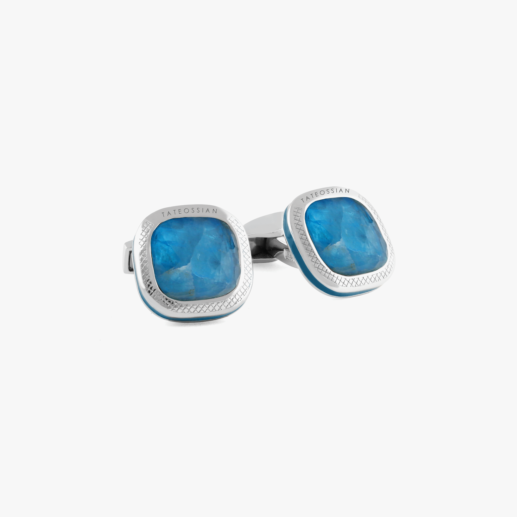 Apatite Doppione Cushion cufflinks sterling