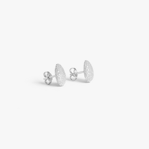 Sterling silver Pebble white diamond stud earrings