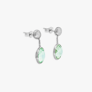 9K satin white gold drop earrings with green amethyst (UK) 3