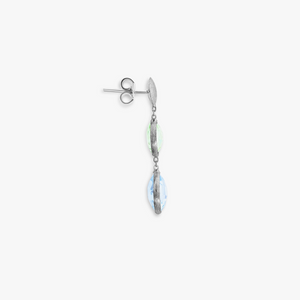 9K satin white gold drop earrings with topaz and green amethyst (UK) 2